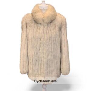 FurEver Chic White & Blue Soft Coat Jacket - Size S/SM, Cozy & Stylish!